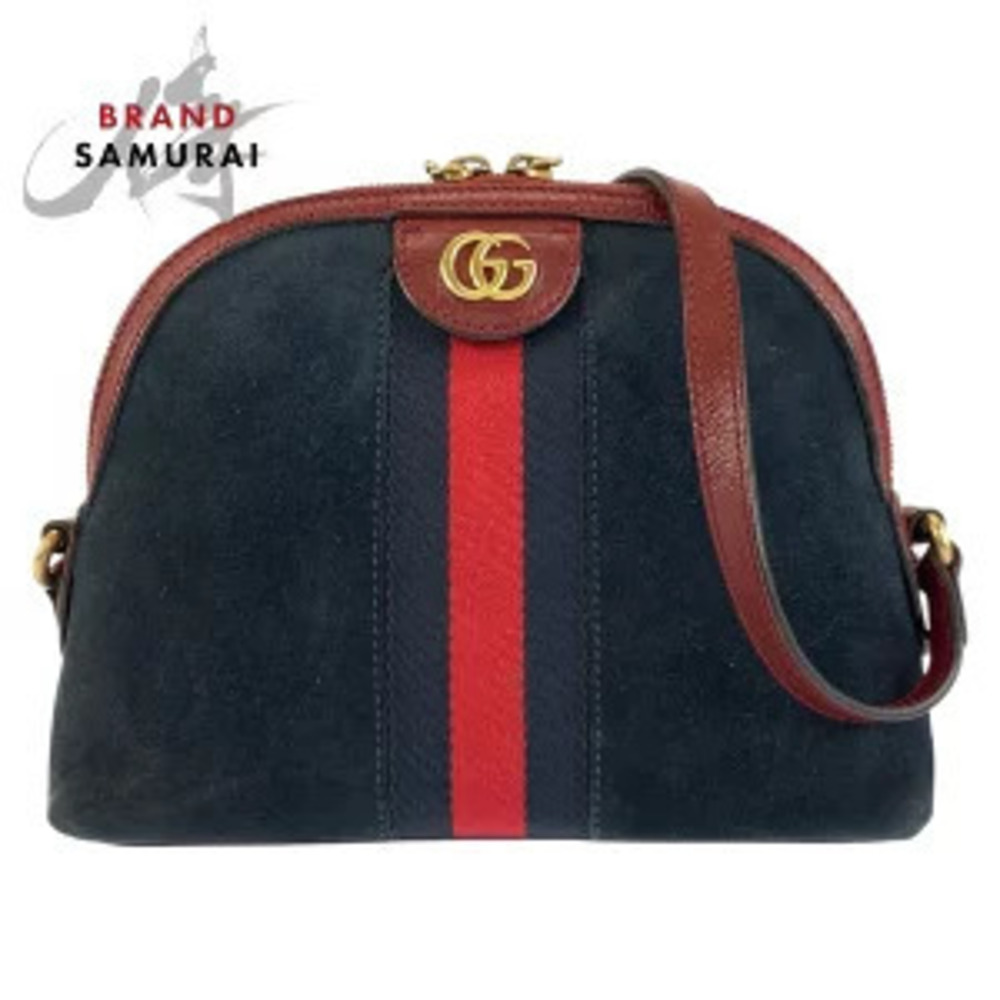 Gucci Ophidia shoulder bag Pouch Clutch Navy Blue red suede leather